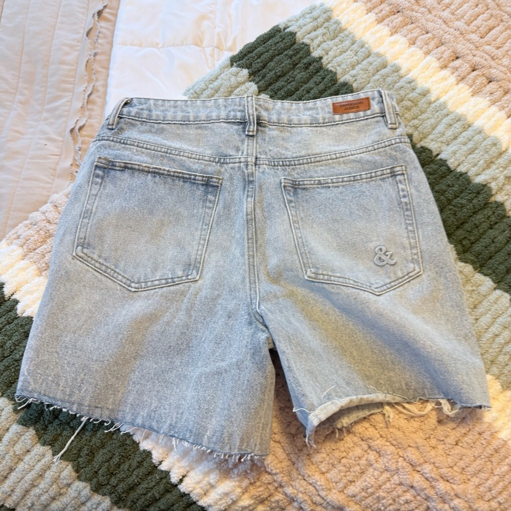 AMPERSAND AVE Light Blue Distressed High-Rise Denim Shorts - Picture 4 of 7